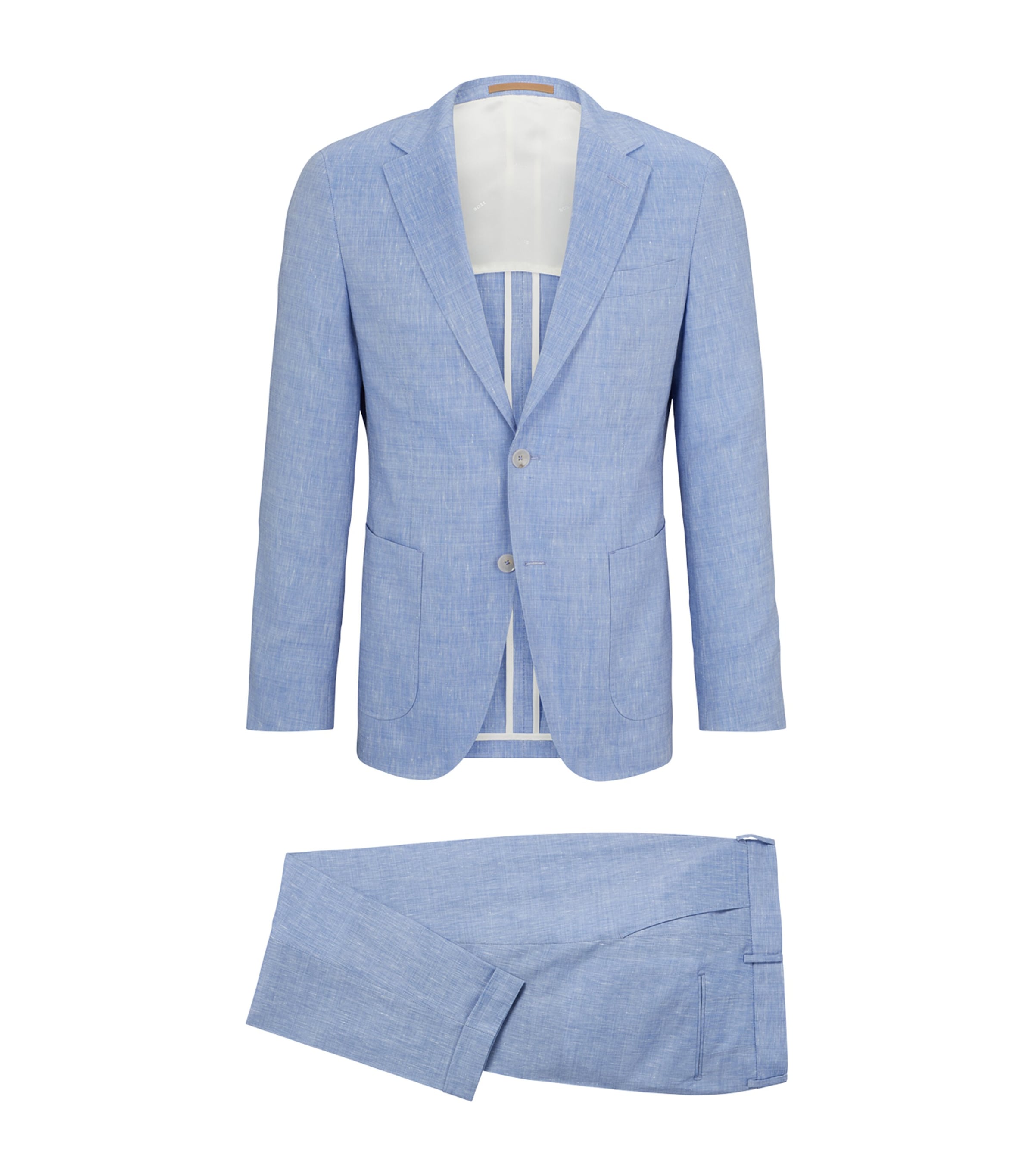 Shop Hugo Boss Linen-wool 2-piece Suit In Blue