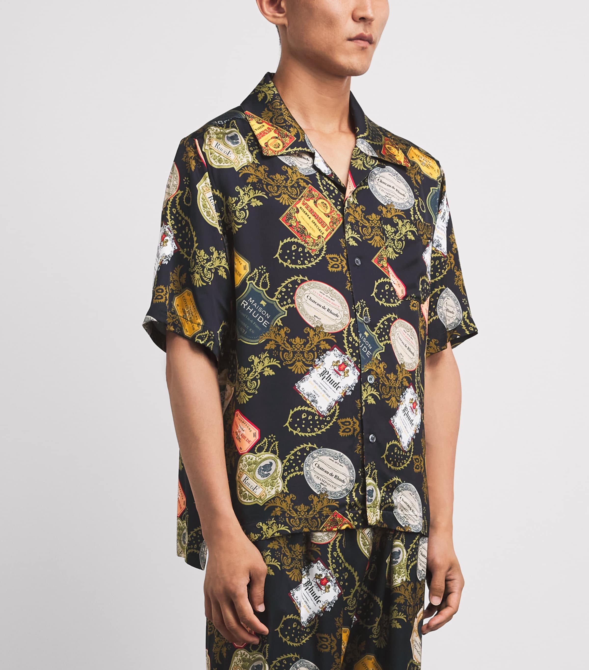 Rhude Mens Bandana Print Shirt Black/multi Image 4