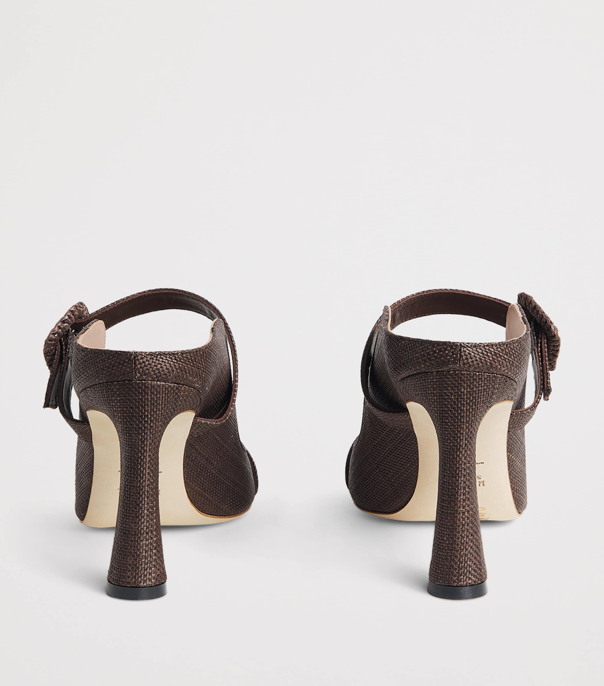 Malone Souliers Raffia Kimberly Heeled Mules 90 Dark Brown Image 5