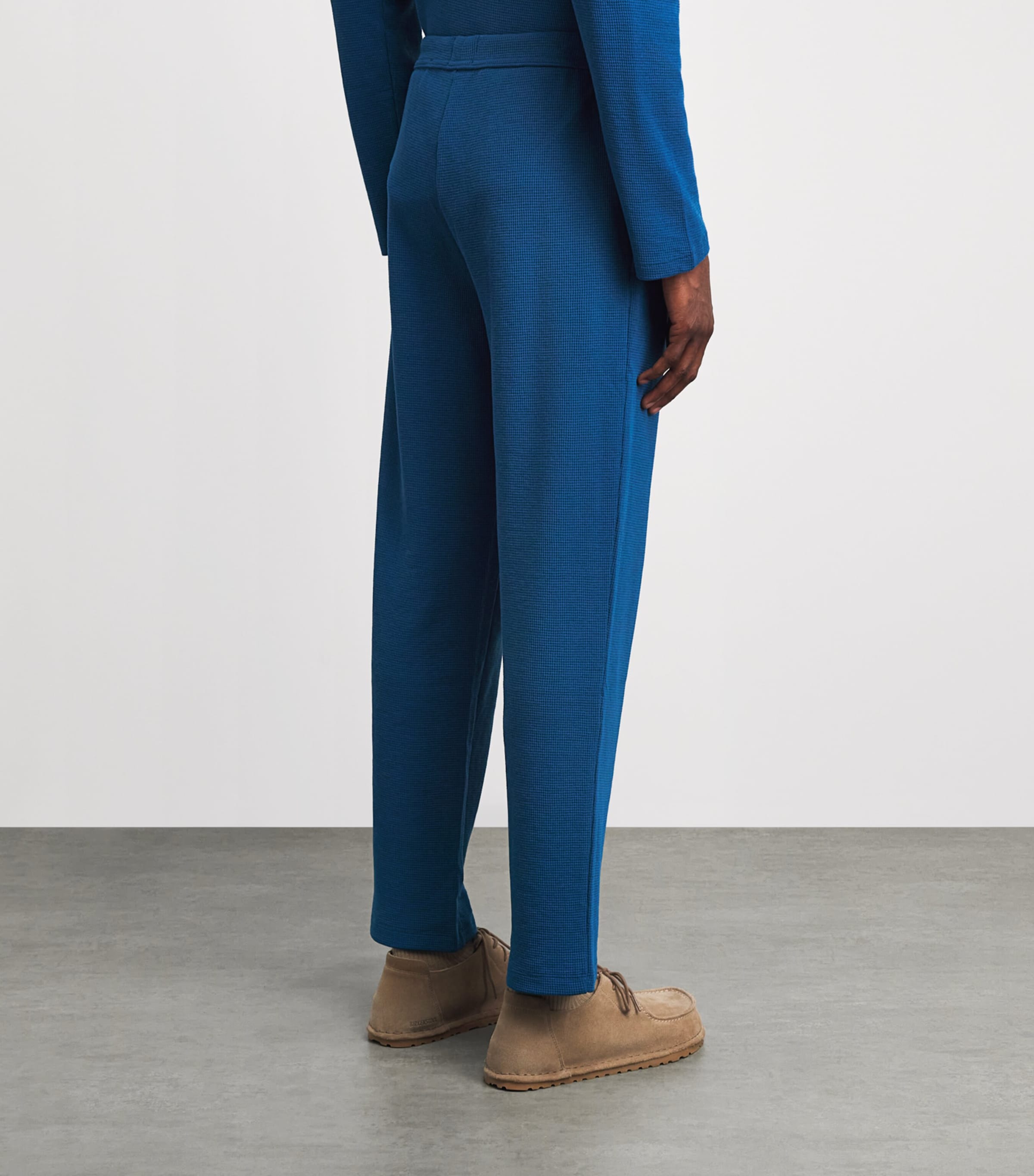 BOSS Mens Waffle-Knit Logo Sweatpants Turquoise/aqua Image 5