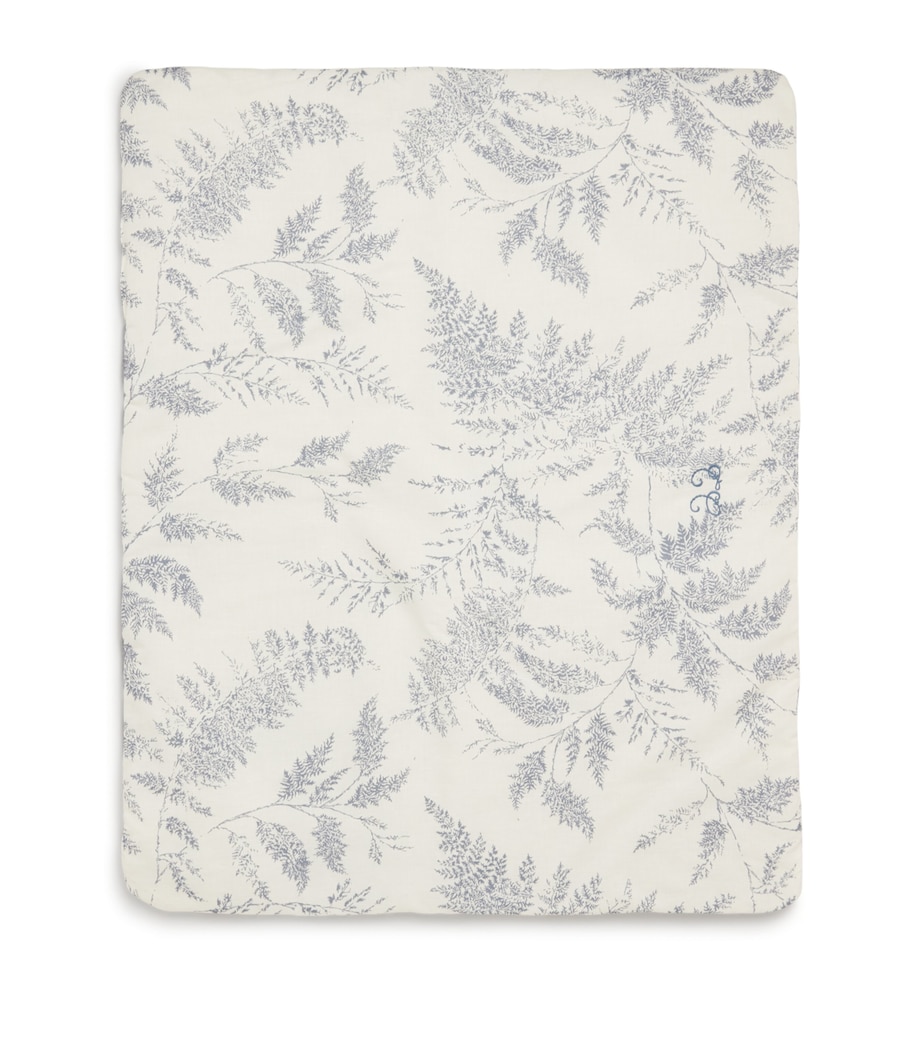 Linen-Cotton Patterned Blanket 50BLEU CHAMBRAY Image 1
