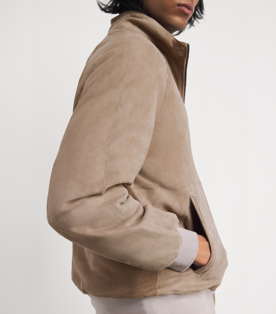 Suede Padded Bomber Jacket 025 GREY Image 6