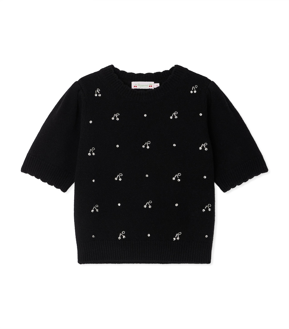 Wool-Cashmere Short-Sleeve Sweater (10-14 Years) NOIR Image 1