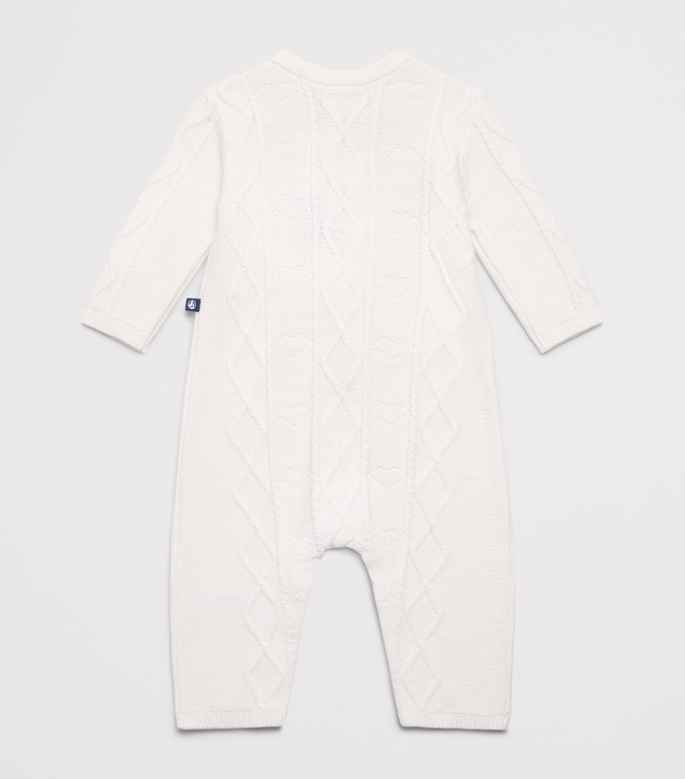 Petit Bateau Cable-Knit Playsuit (0-24 Months) Marshmallow Image 2