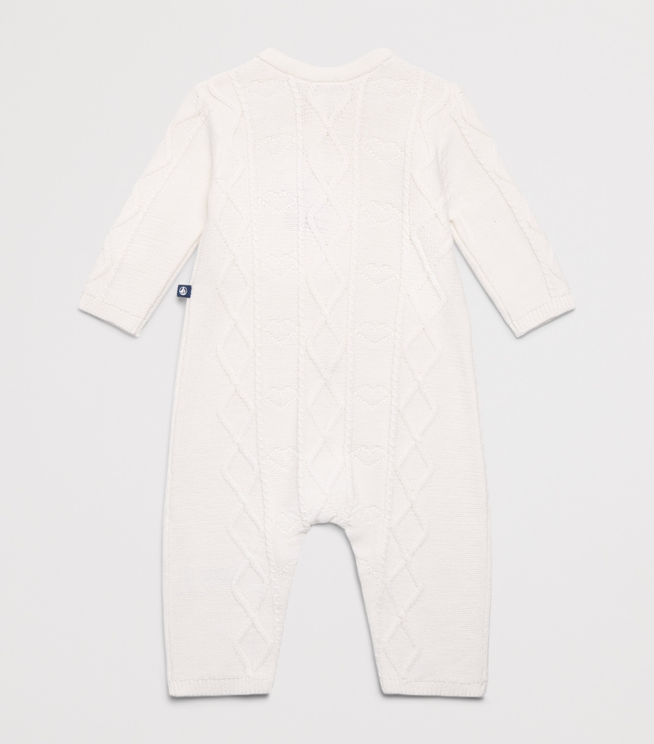 Petit Bateau Cable-Knit Playsuit (0-24 Months) Marshmallow Image 2