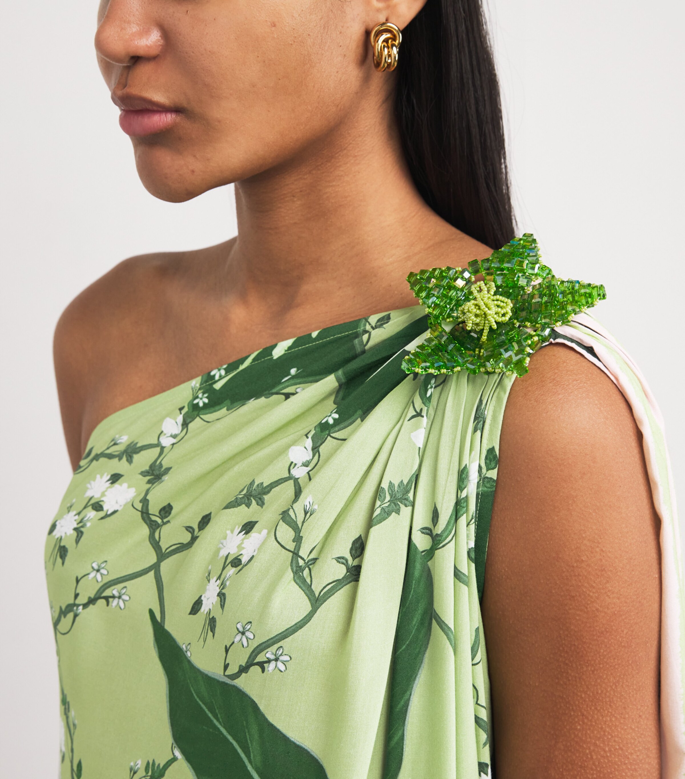 One-Shoulder Toga Maxi Dress SAGE GREEN/BLUSH Image 5