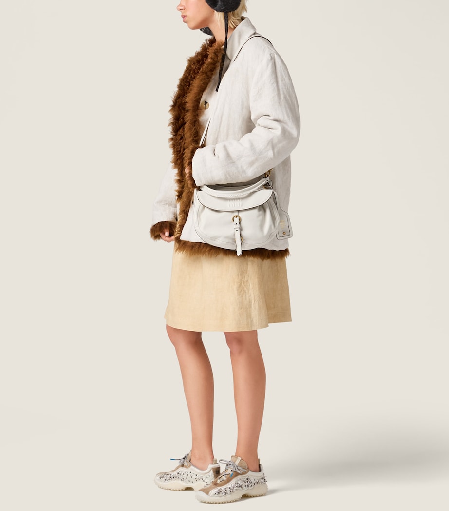 Miu Miu Small Leather Rendez-Vous Shoulder Bag Neutral Image 5