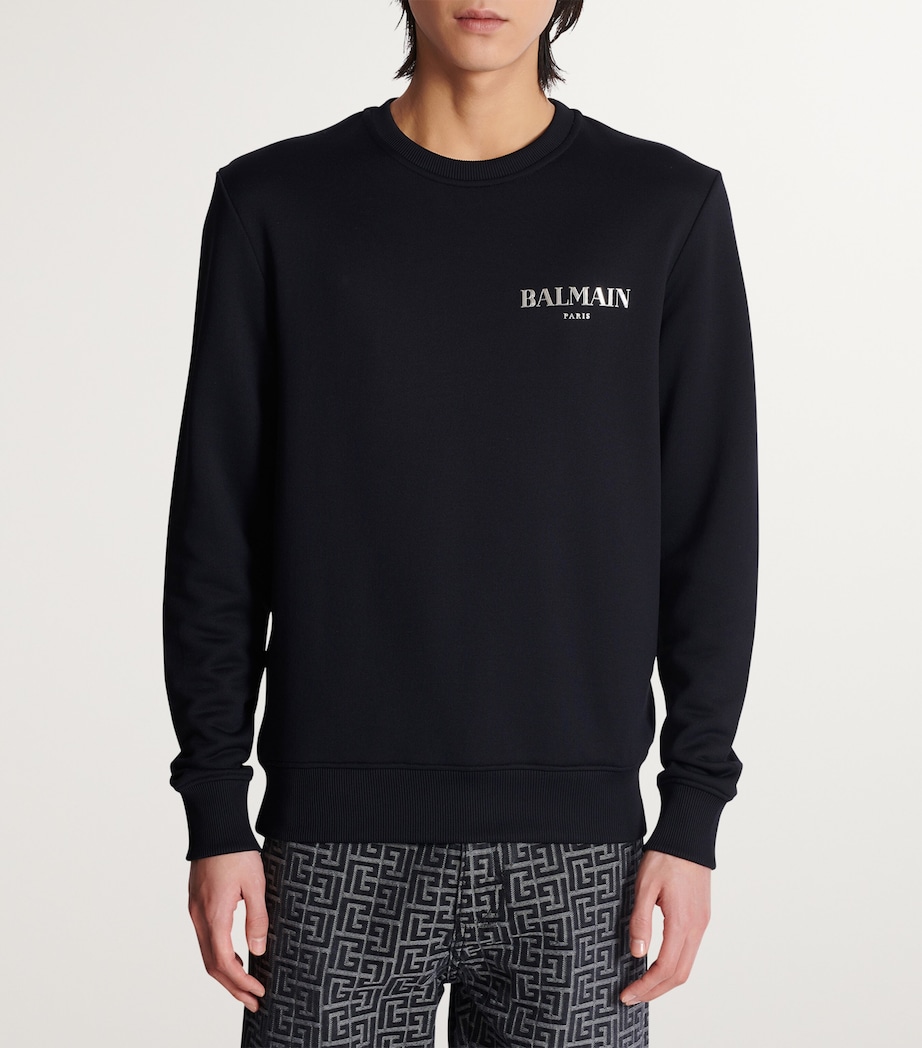 Balmain Mens Jersey Logo Sweatshirt Eac Noir/argent Image 4