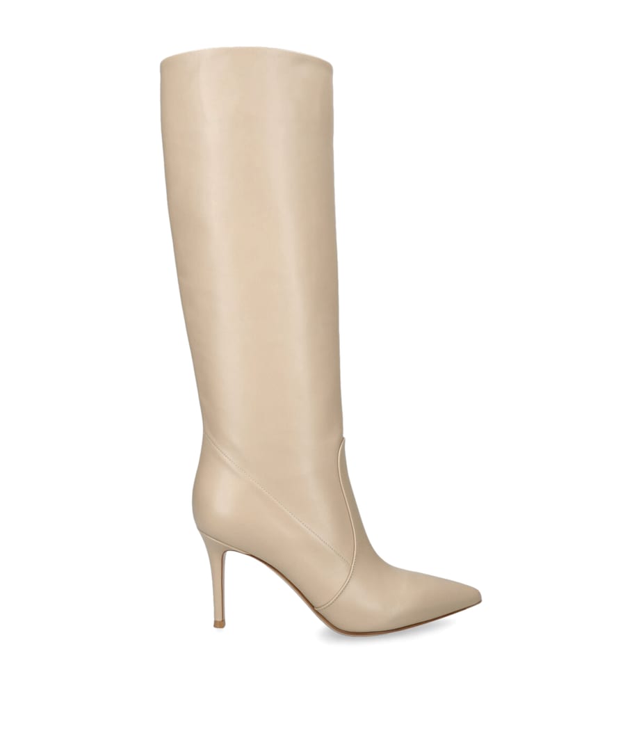 Gianvito Rossi Leather Hansen Knee-High Boots 85 Beige Image 1
