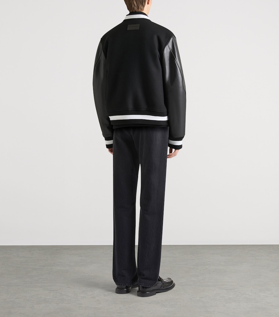 Givenchy Mens Wool-Leather Bomber Jacket Image 3