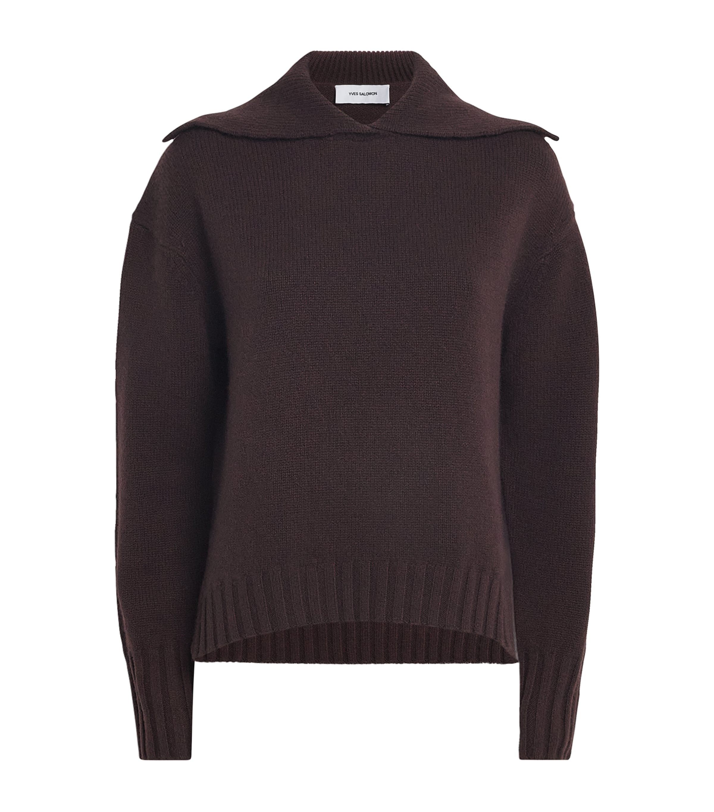 Yves Salomon Cashmere Collar Sweater In Brown