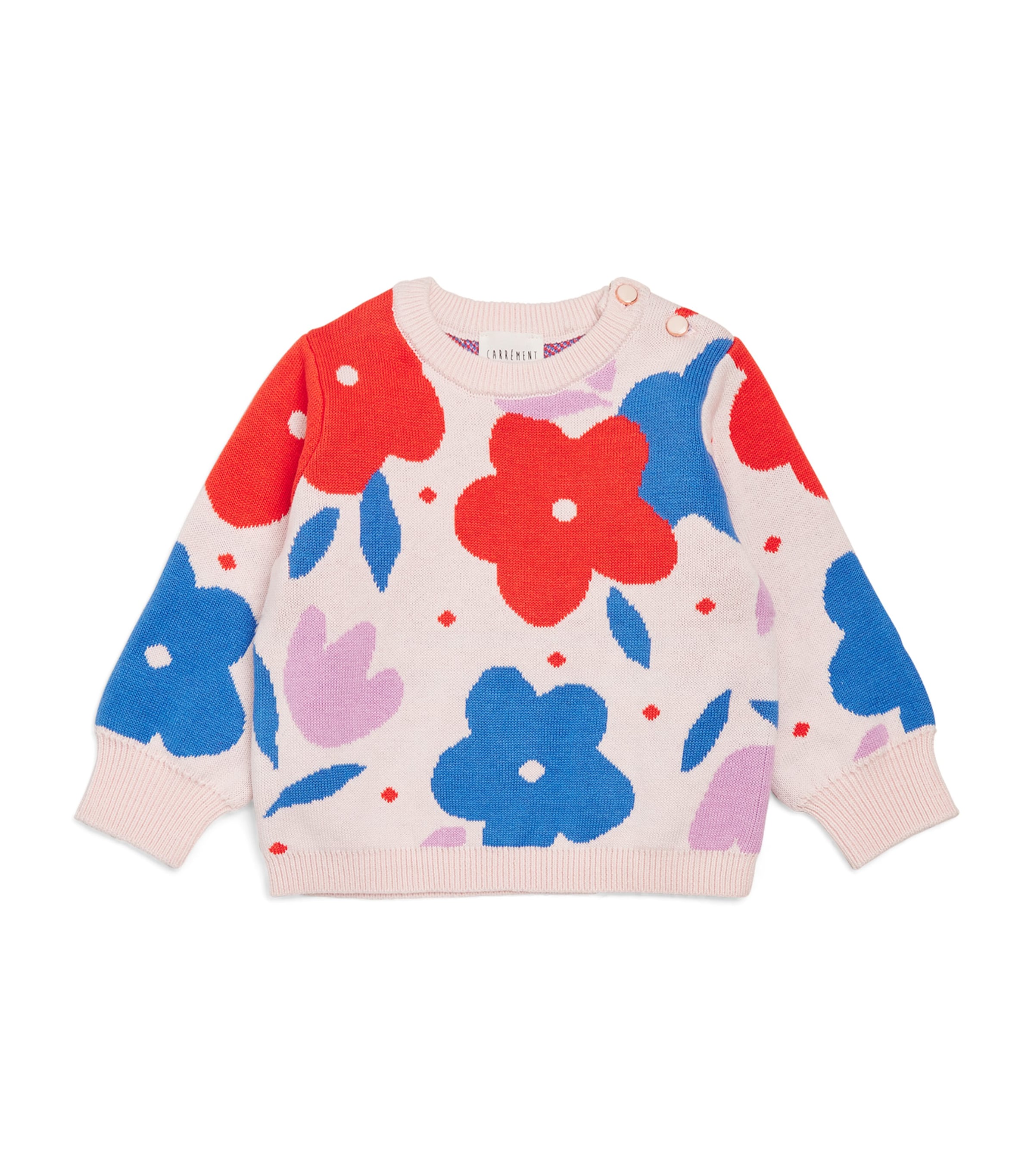 Shop Carrèment Beau Cotton Floral Sweater In Pink