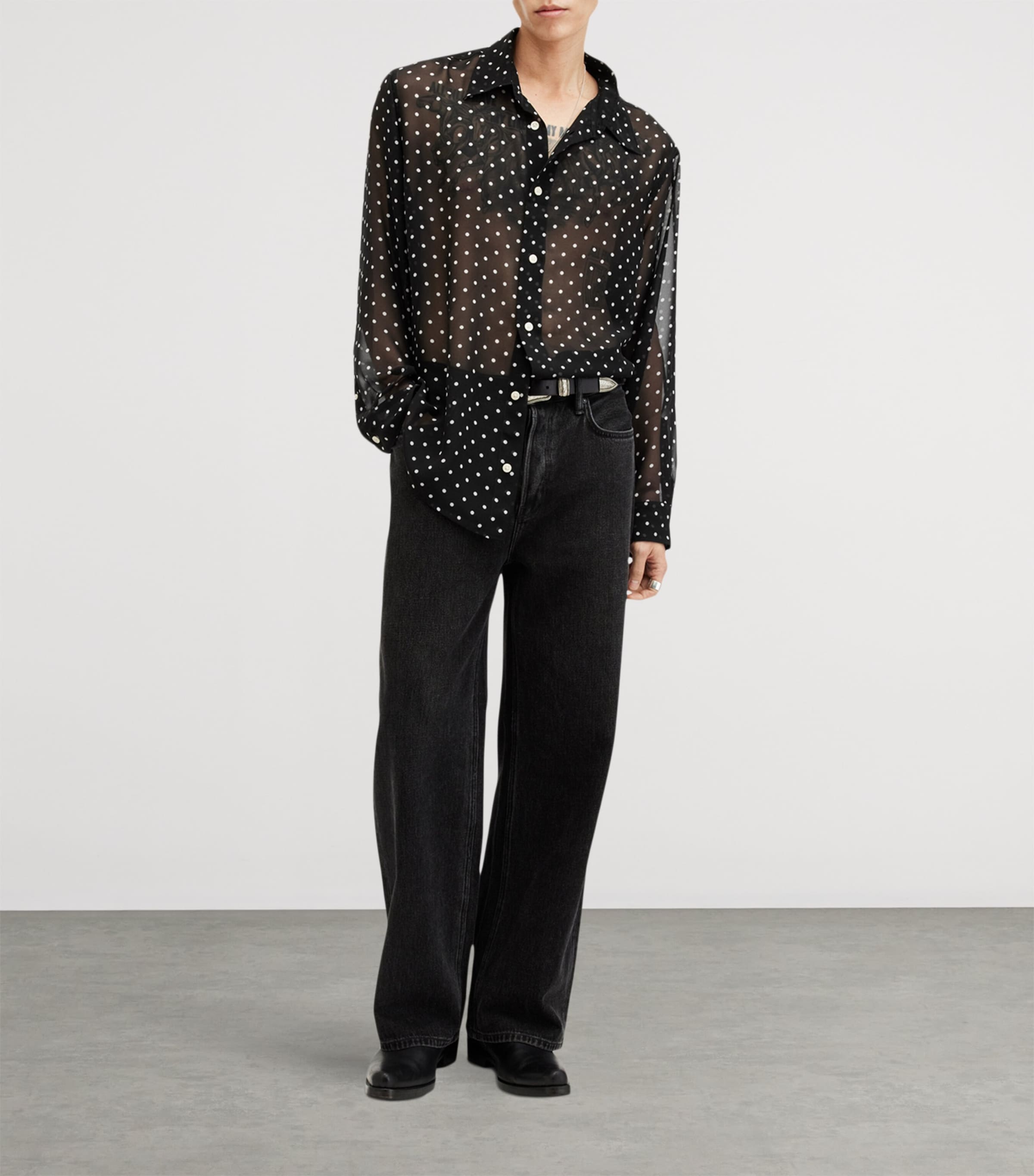 Sheer Polka Dot Sangha Shirt BLACK Image 2