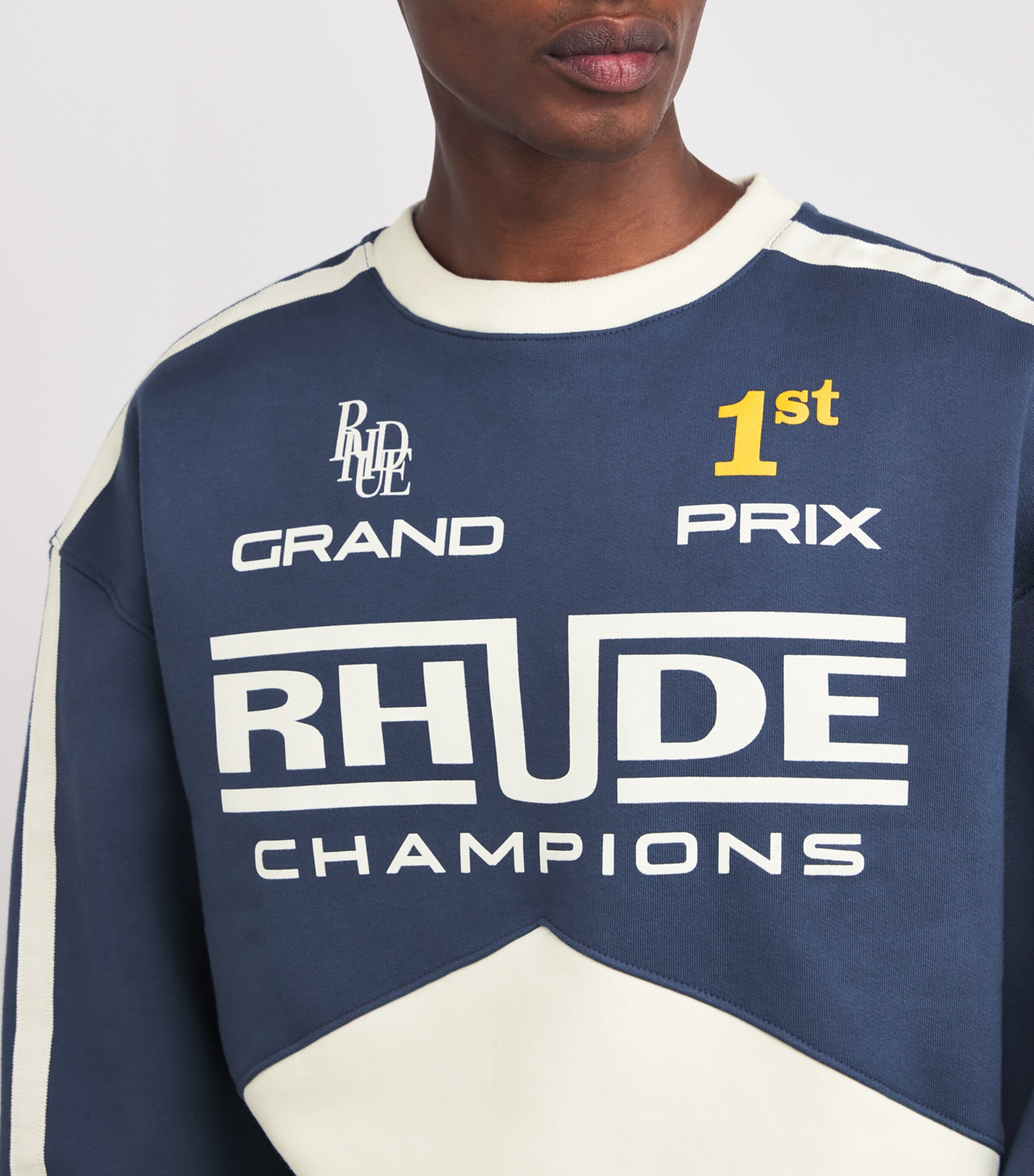 Rhude Mens Cotton Champions Sweatshirt Navy/vtg White Image 6