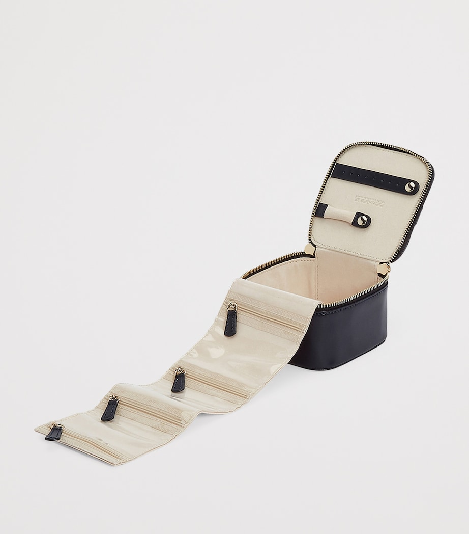 Vegan Leather Maria Cube Jewellery Case NAVY Image 4