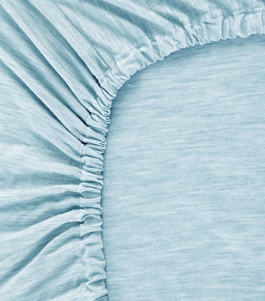 SHLEEP Merino Jersey King Fitted Sheet (150cm x 200cm) Cloudless Blue Image 2