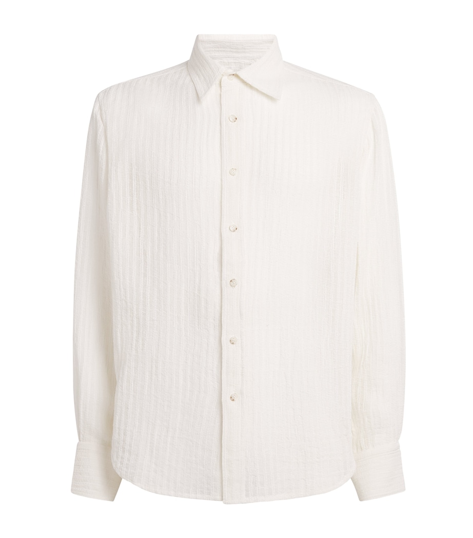 Linen-Cotton-Blend Stripe Shirt WHITE Image 1