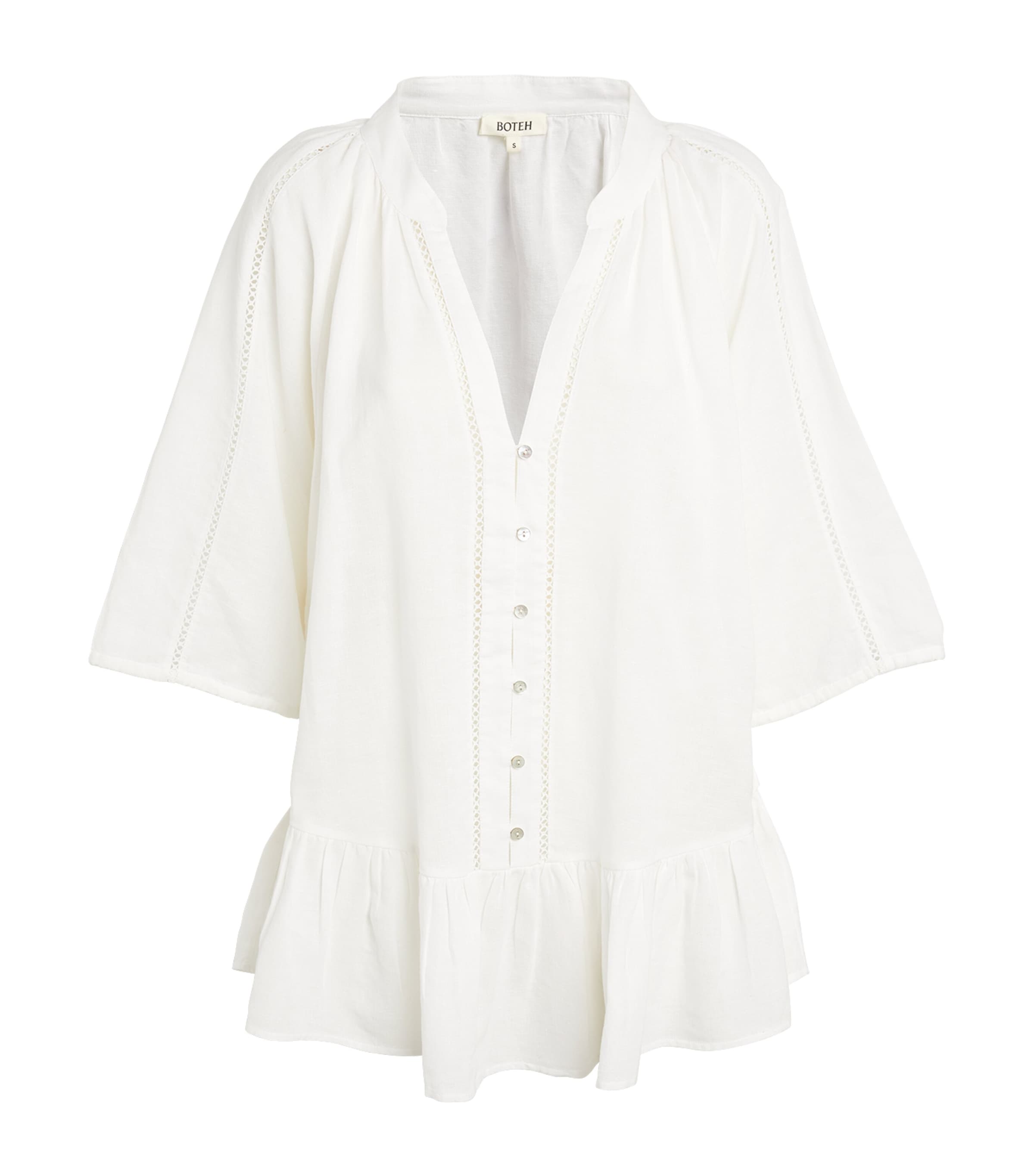 Boteh Frilled La Ponche Mini Dress In White