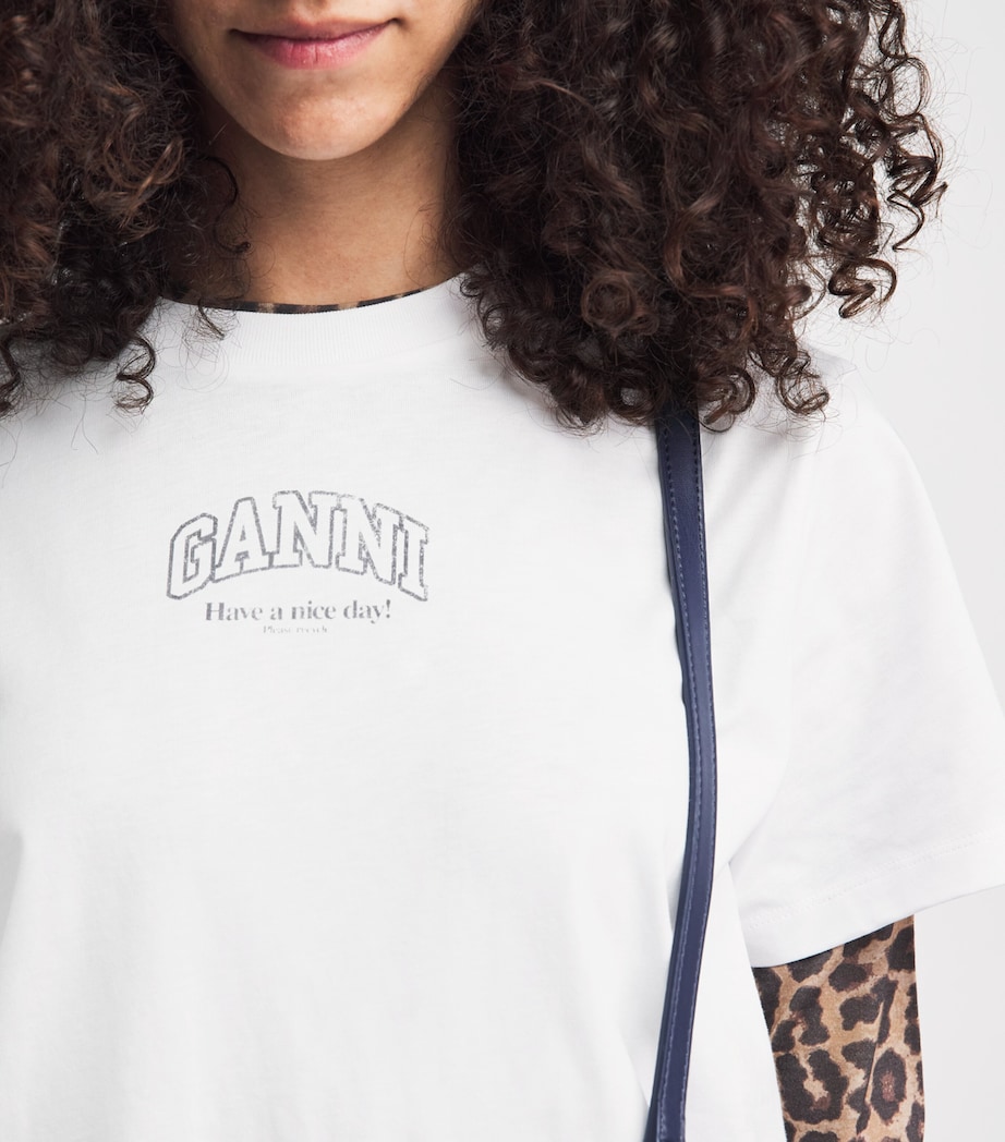 GANNI Womens Cotton Logo T-Shirt Bright White Image 3