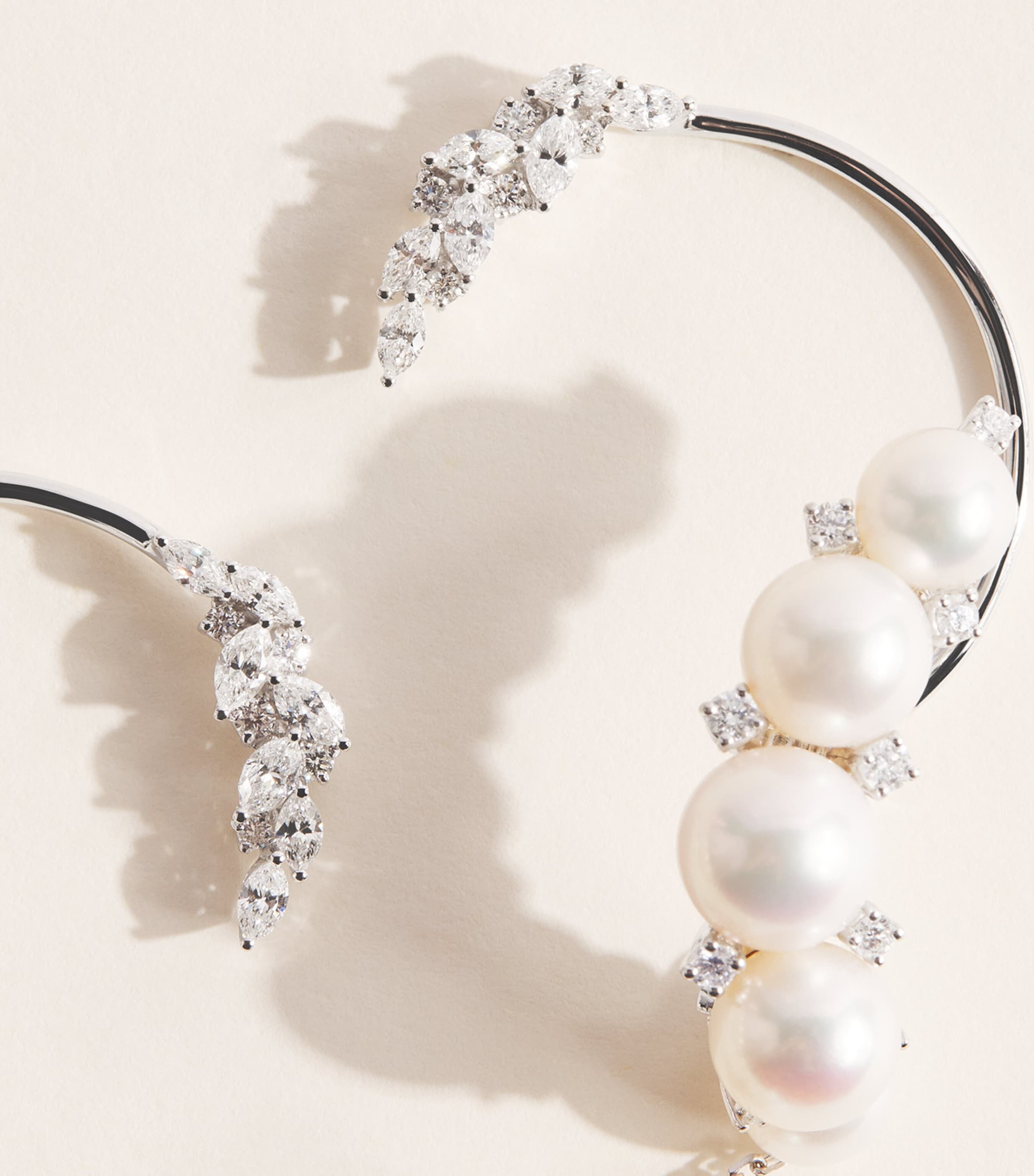 Yeprem White Gold and Diamond Pearlescent Clip Earrings White Gold Image 5