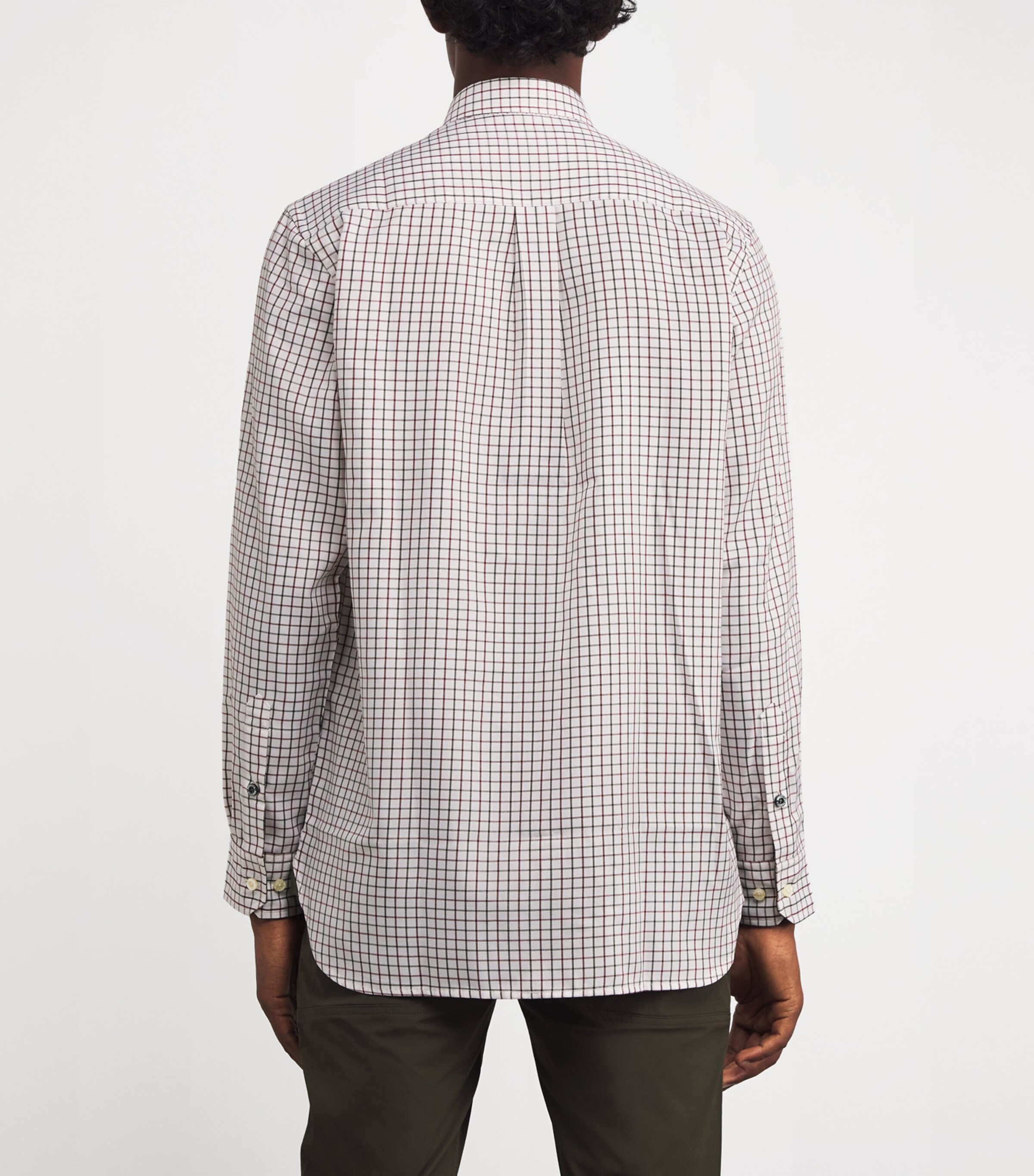 Twill Check Charlow Shirt 01D4:WHT+GREEN CHCK Image 4