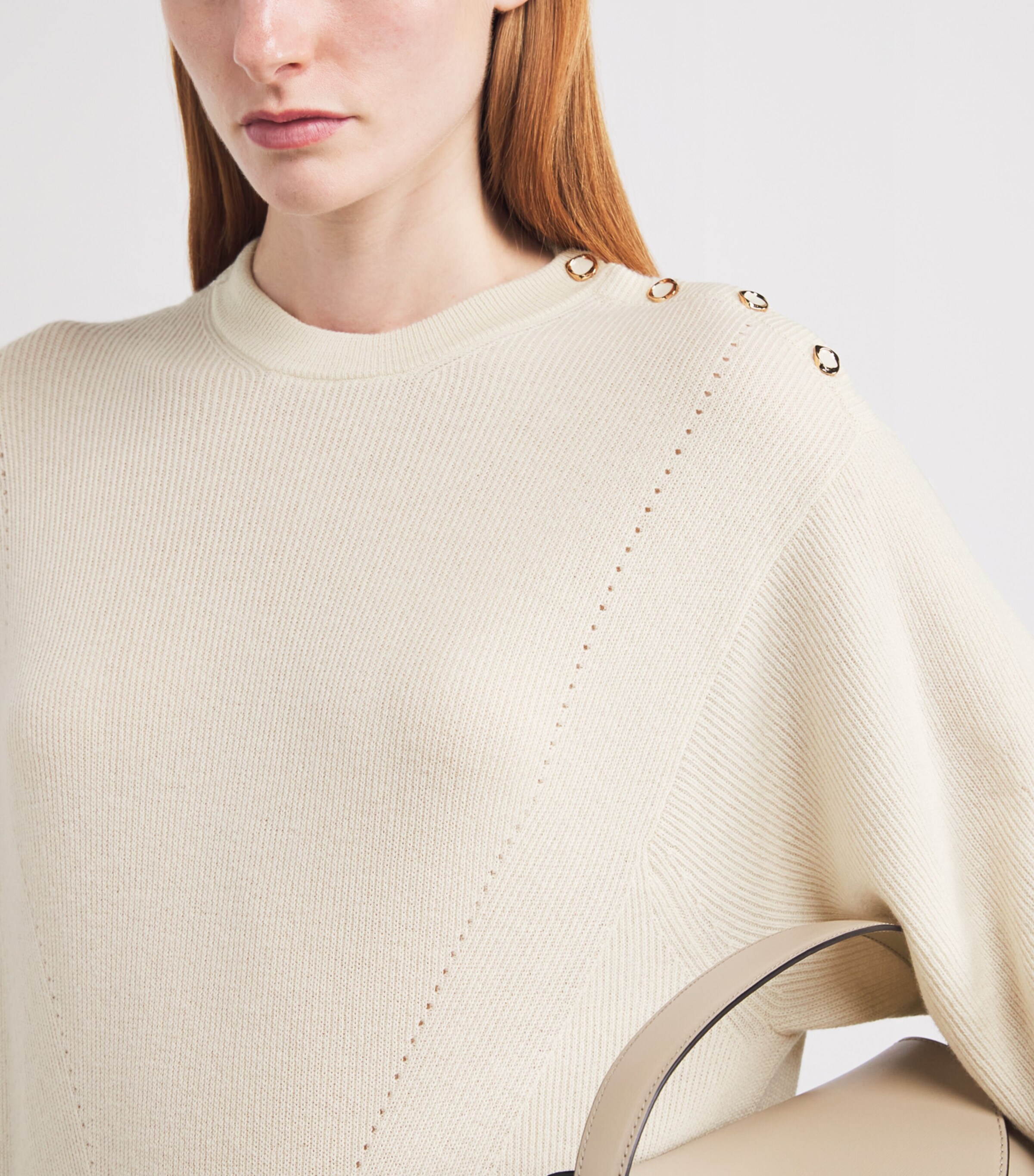 Cashmere-Blend Pointelle Sweater Top N08 IVORY - BUTTER Image 6