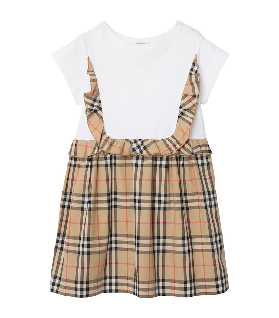 Burberry Kids Stretch-Cotton Check Dress (3-12 Years) White Image 1