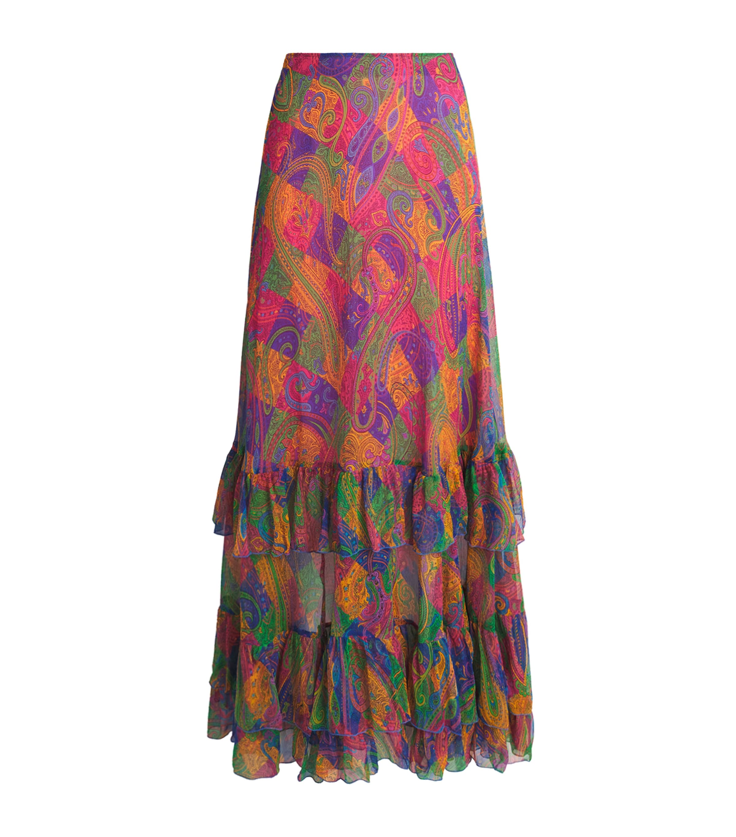 Silk Geometric Paisley-Motif Midi Skirt X0854 Image 1