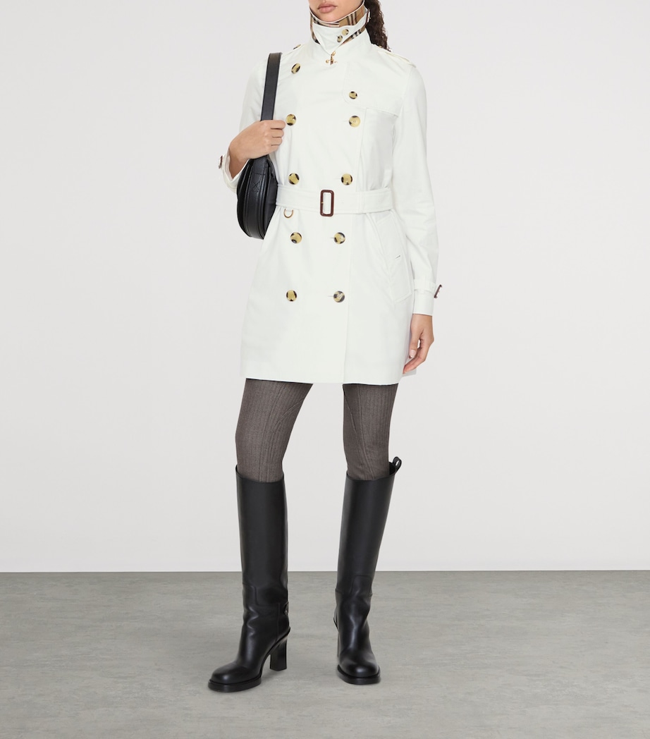 Burberry Womens Short Tropical Gabardine Kensington Trench Coat Cotton Image 2