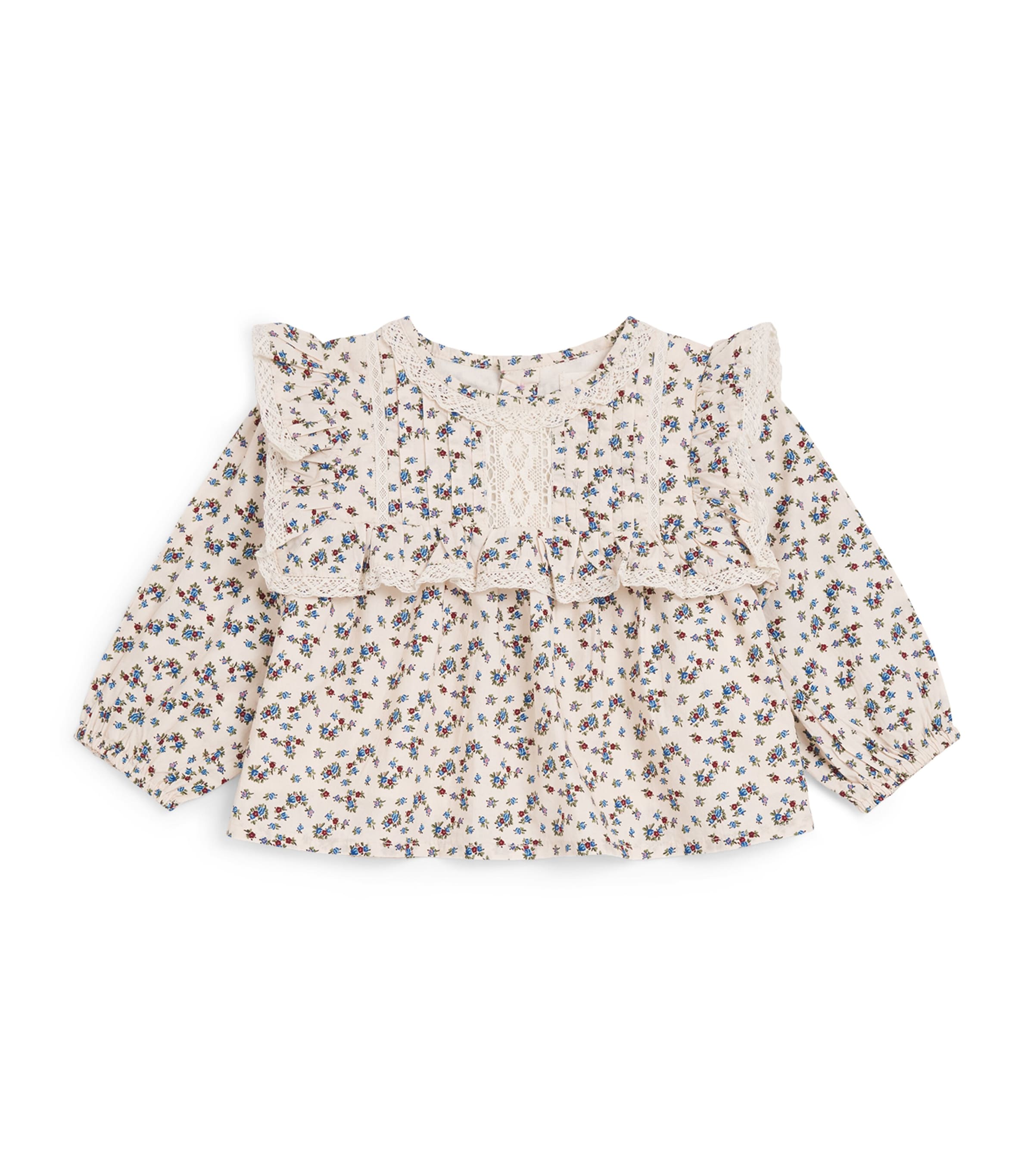 Louise Misha Kids' Cotton Floral Print Kerien Blouse In White