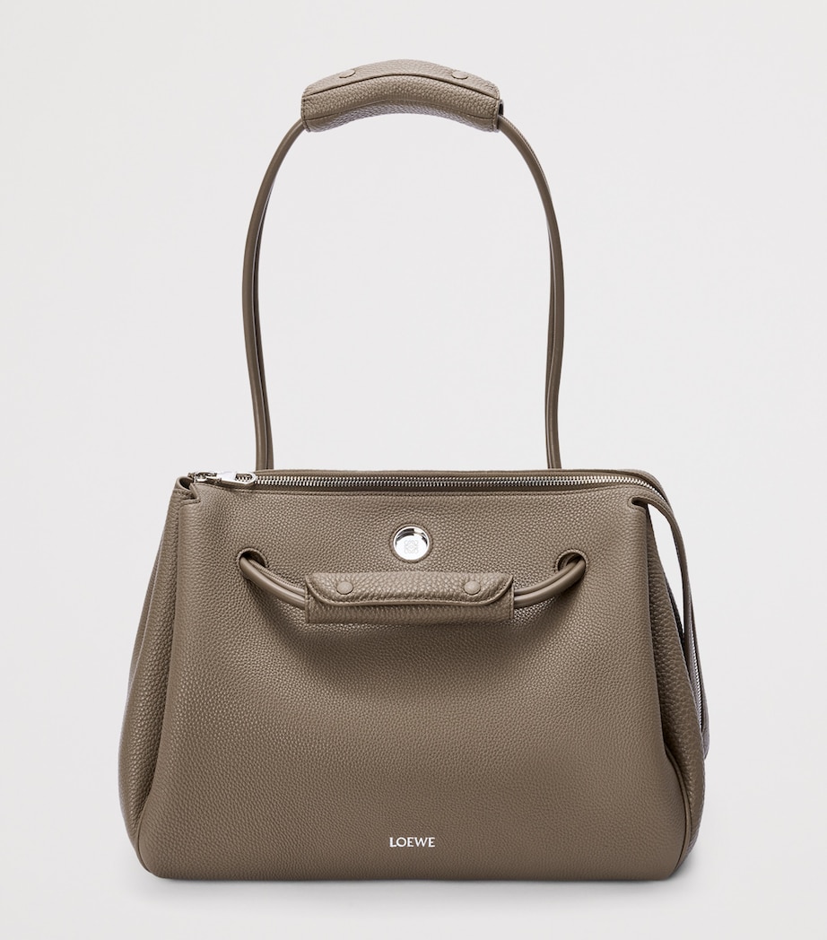 Large Grained Leather Madrid Shoulder Bag TAUPE Image 10