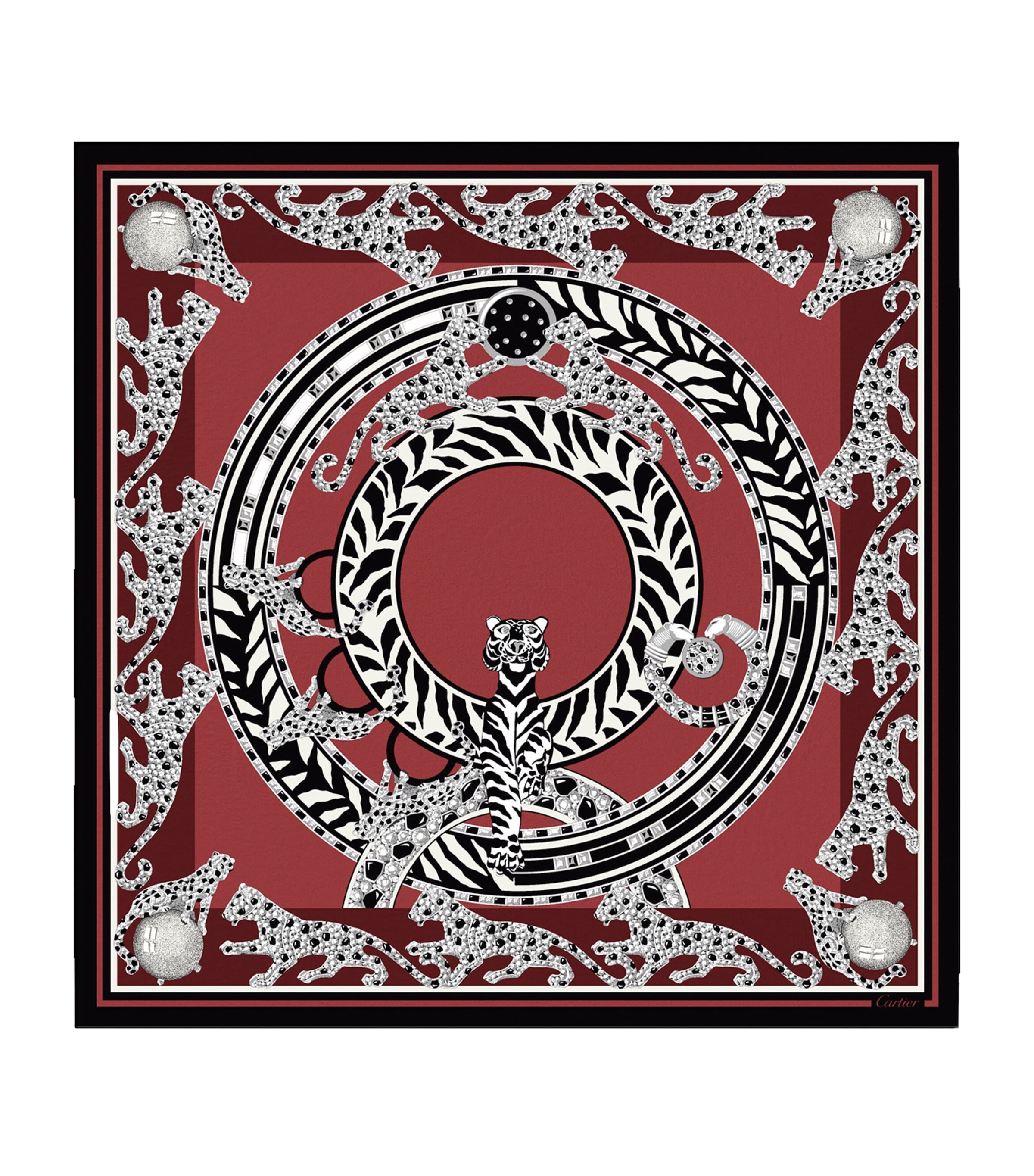 Silk Panthère Reissue Scarf  BURGUNDY Image 1