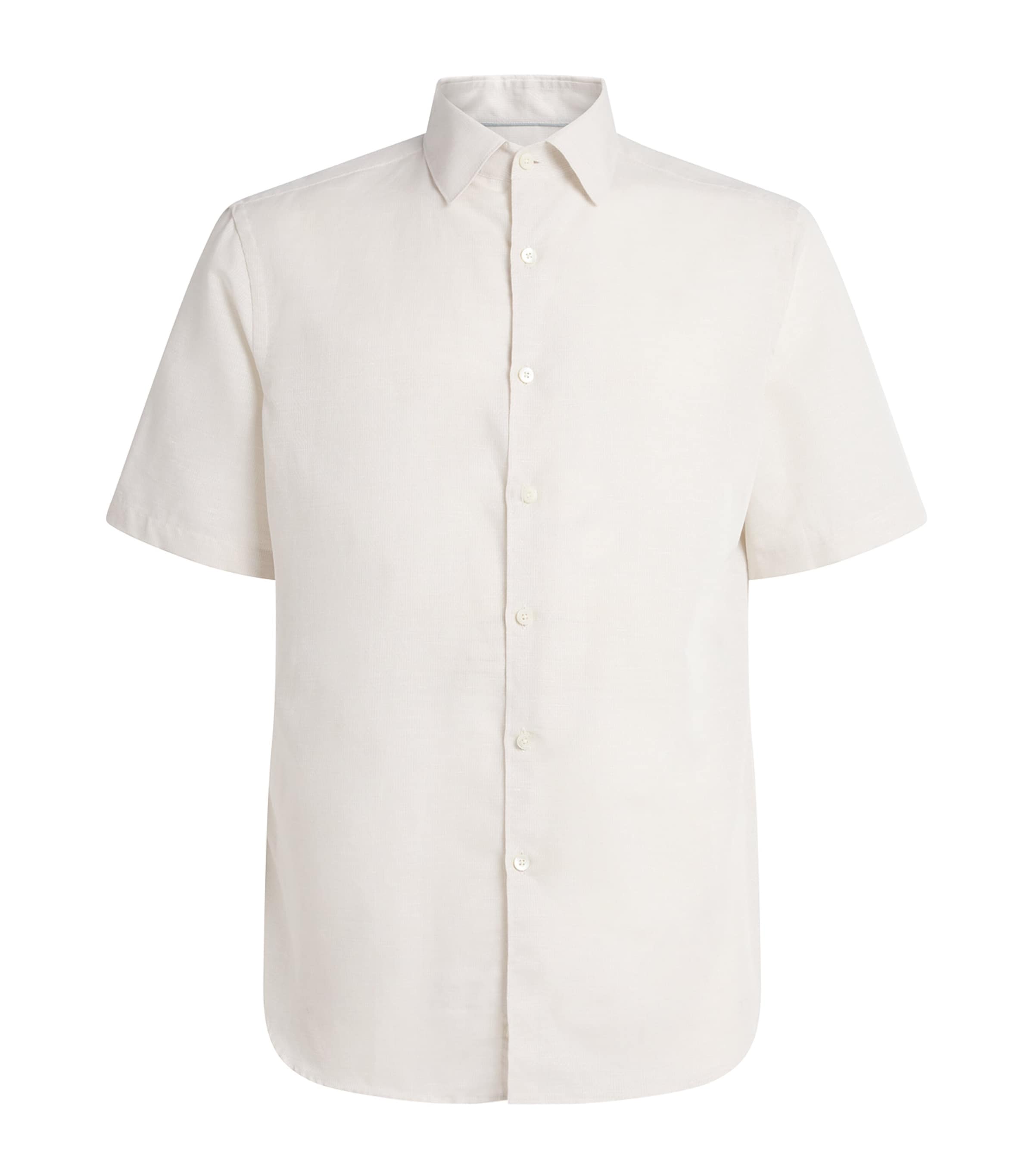 Canali Mens Cotton-Lyocell Short-Sleeve Shirt Image 1