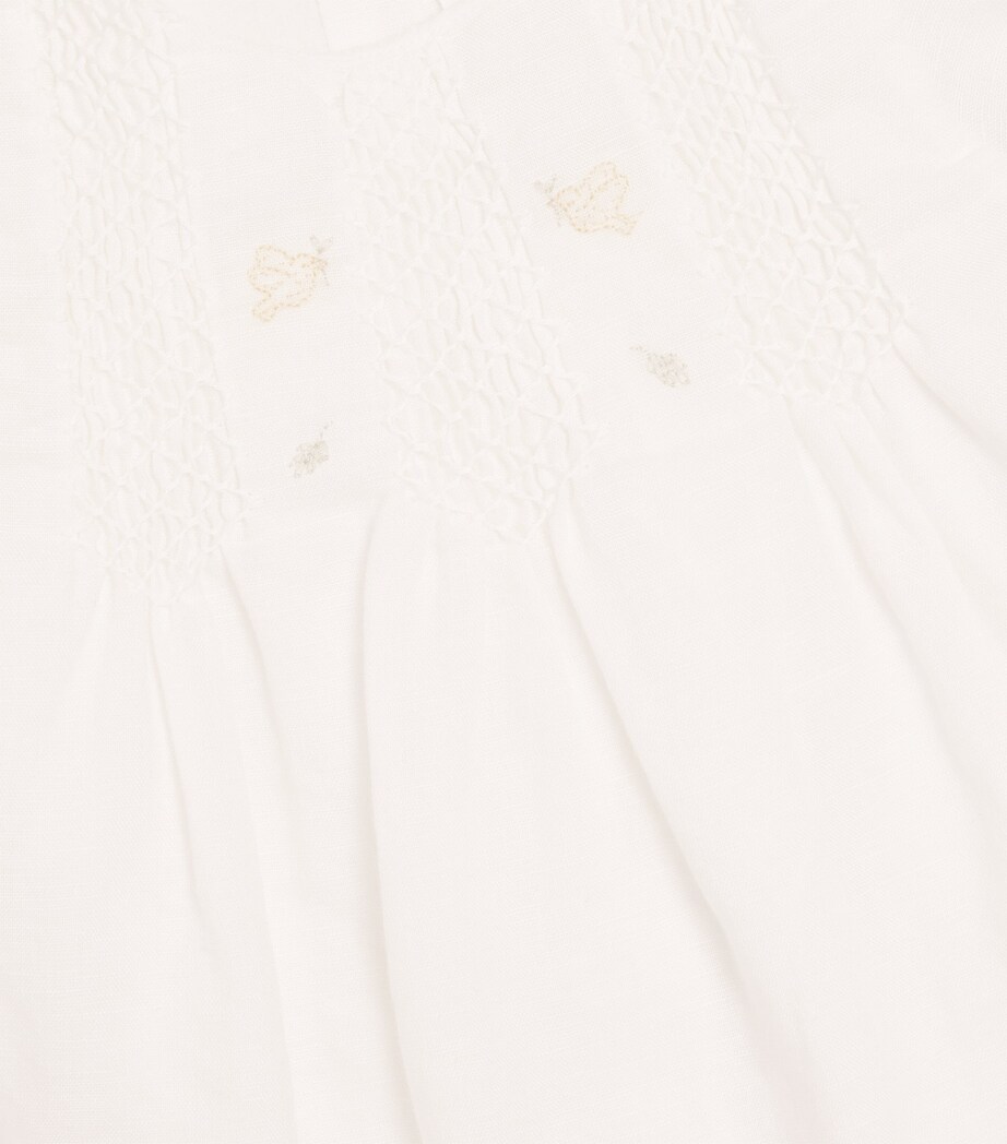 Linen-Cotton Embroidered Dress and Bloomers (0-24 Months) BLANC Image 4