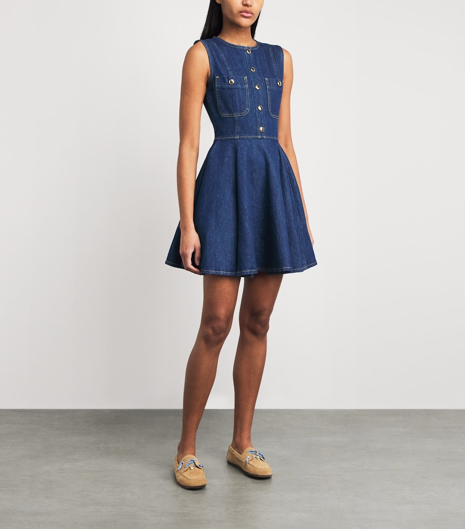 Maje Womens Denim Flared Mini Dress Navy Image 6