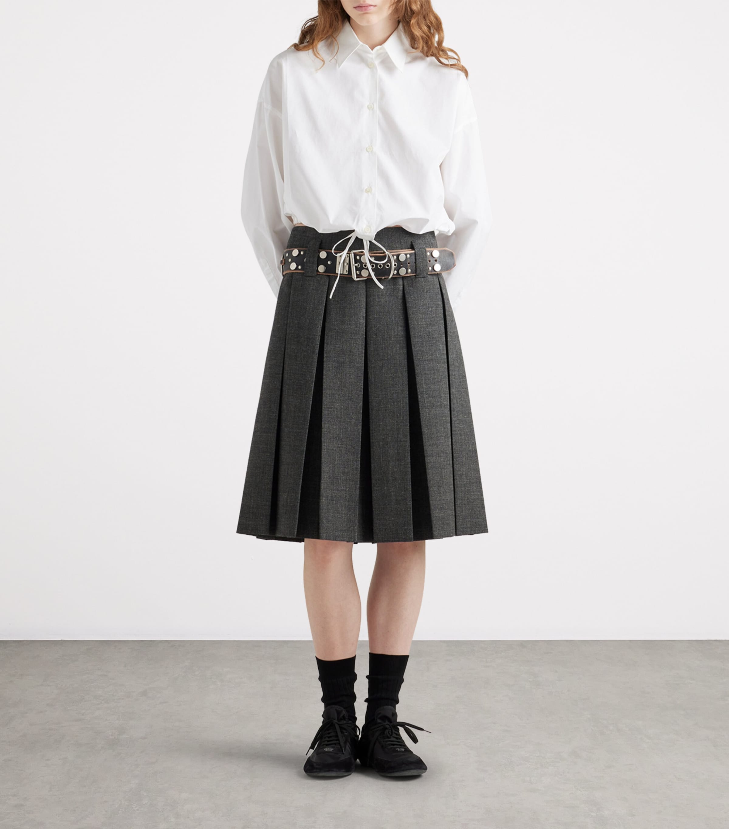 PRADA＊Wool midi-skirt ウール ミディスカート＊送料込 Prada Wool Belted Midi Skirt | Harrods UK