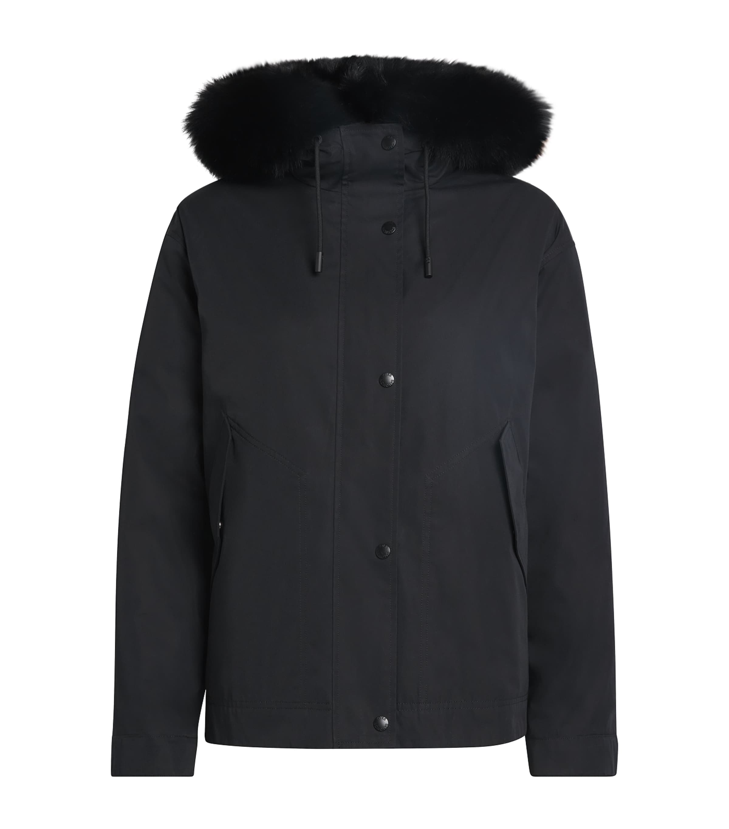 Yves Salomon Waterproof Fur-trim Parka Coat In Black