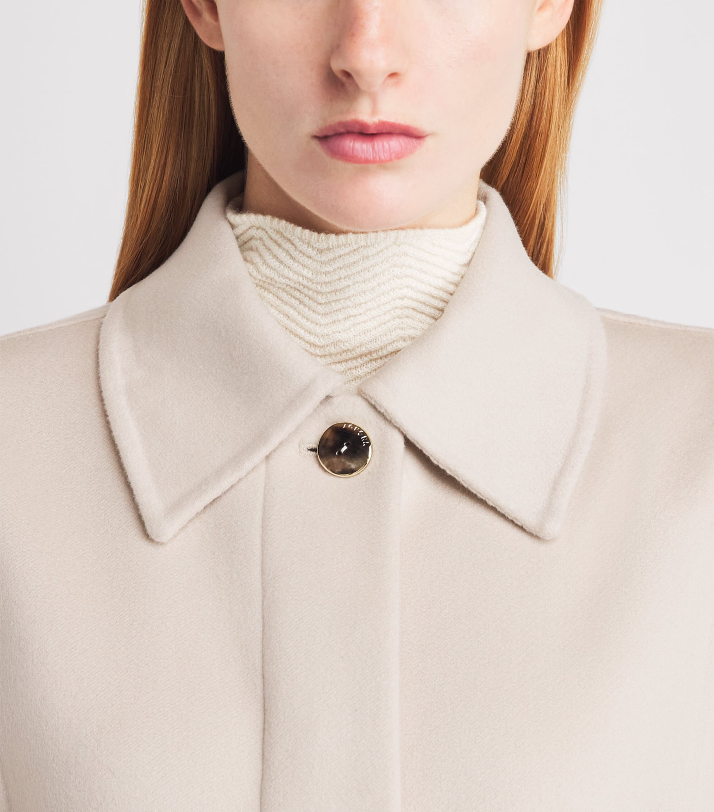 Agnona Womens Cashmere Belted Cape Beige Greige Image 3
