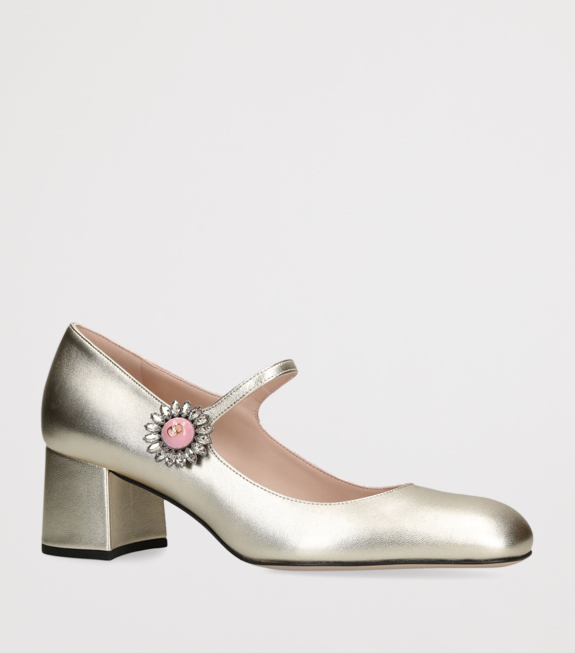 Valentino Garavani Leather Embellished Preshoes Pumps 55 Gold Comb Image 3