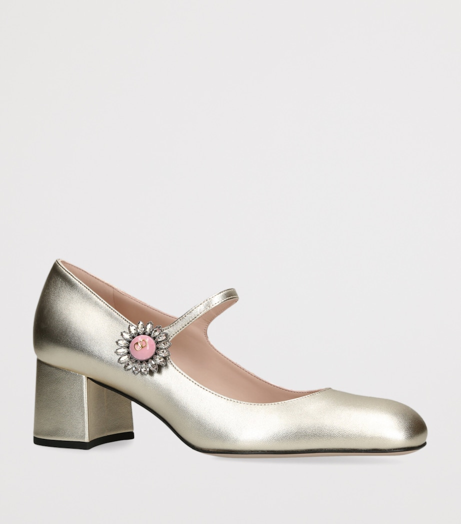Valentino Garavani Leather Embellished Preshoes Pumps 55 Gold Comb Image 3