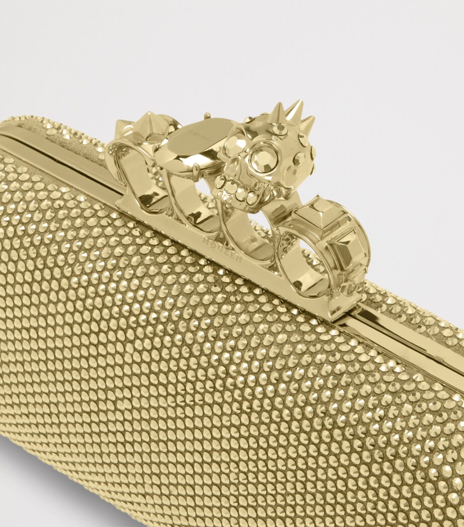 McQueen Long Crystal-Embellished Knuckle Clutch Bag Image 5