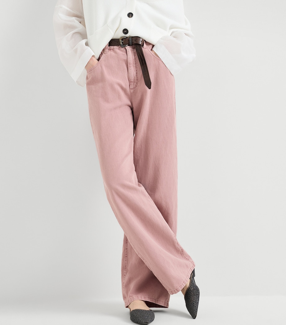 Brunello Cucinelli Womens Cotton-Linen Garment-Dyed Trousers Image 4
