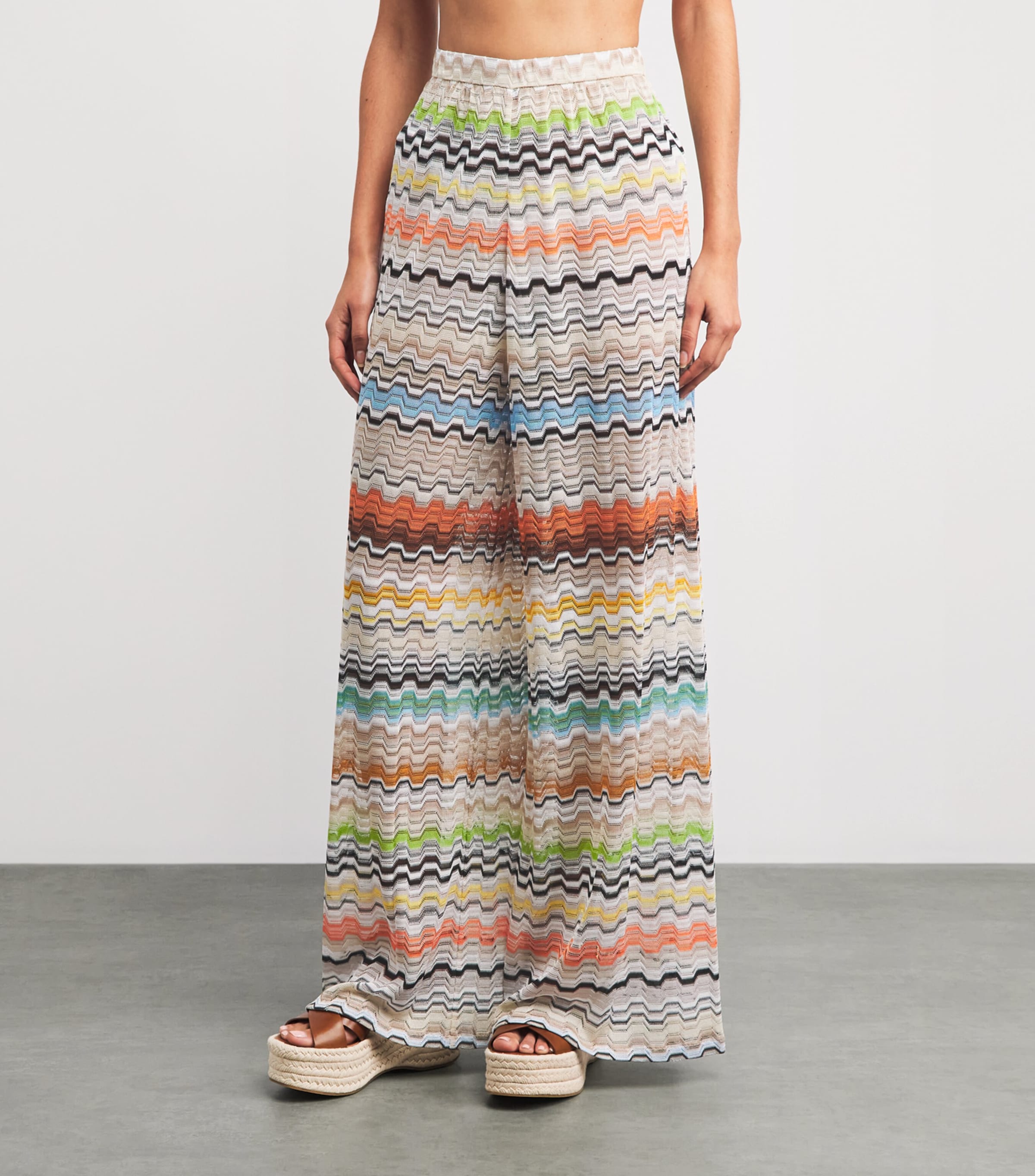 Missoni Womens Zigzag Wide-Leg Trousers Smsnp Multicolor Image 4