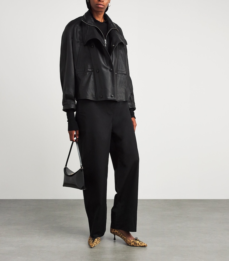 Leather Thalia Bomber Jacket BLACK Image 2