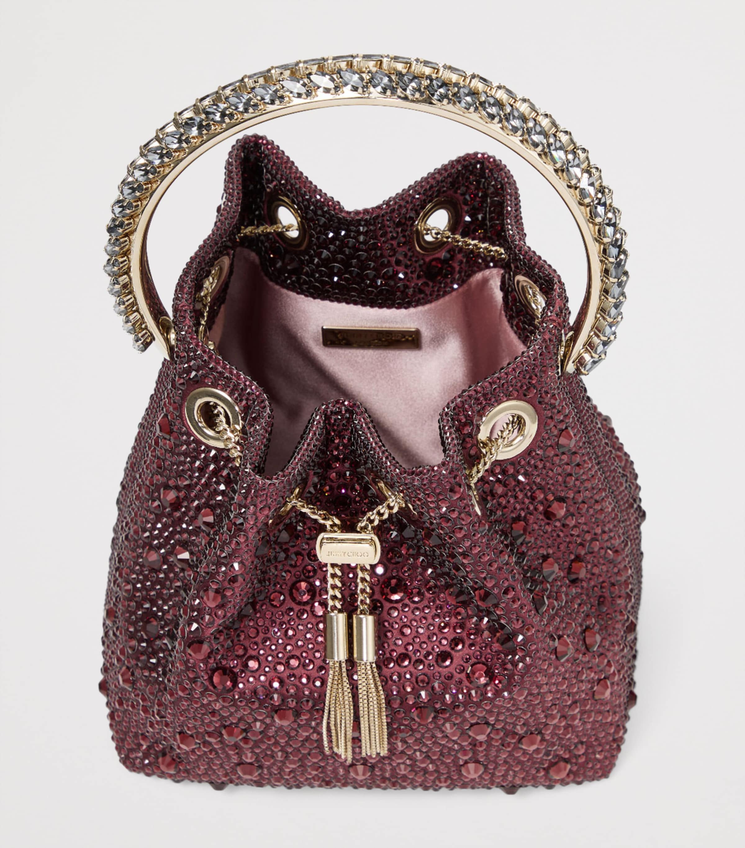Jimmy Choo Embellished Bon Bon Top-Handle Bag Deep Merlot/crystal/ Image 4