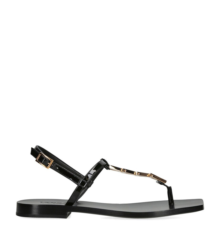 Versace Patent Leather V Sandals Black Image 1