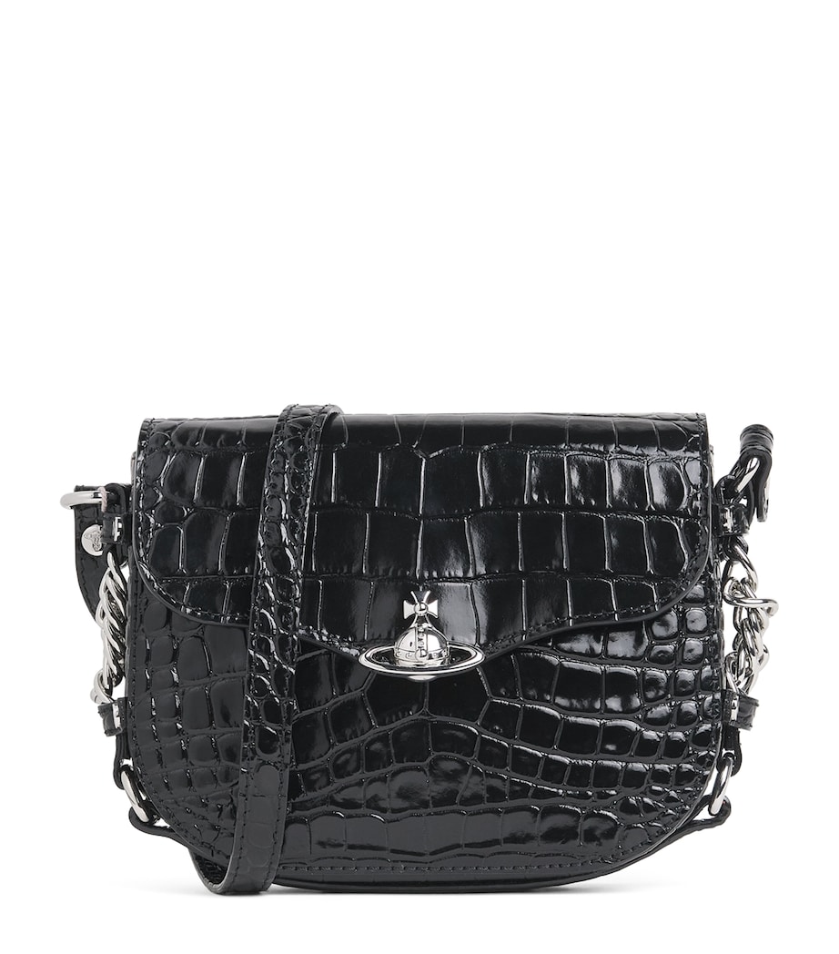 Vivienne Westwood Croc-Embossed Leather Hunter Cross-Body Bag Black Image 1