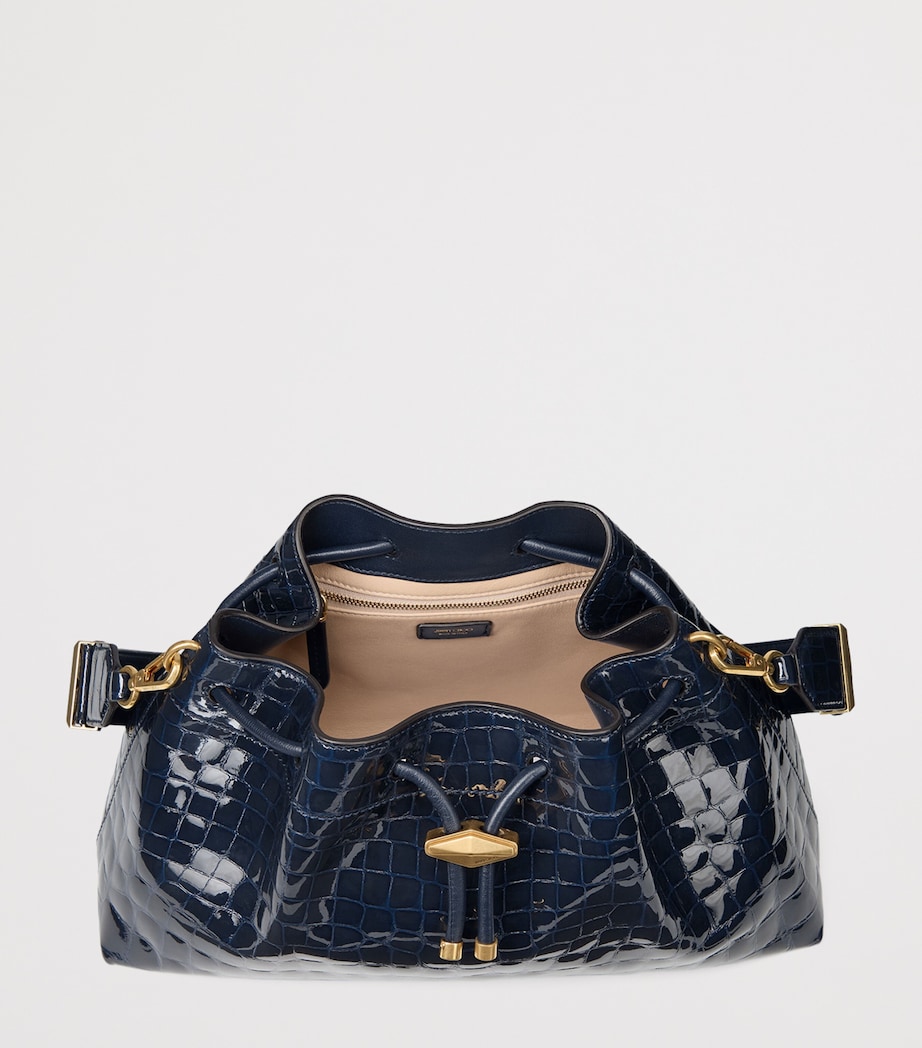 Jimmy Choo Croc-Embossed Bon Bon Shoulder Bag Marine/gold Image 4