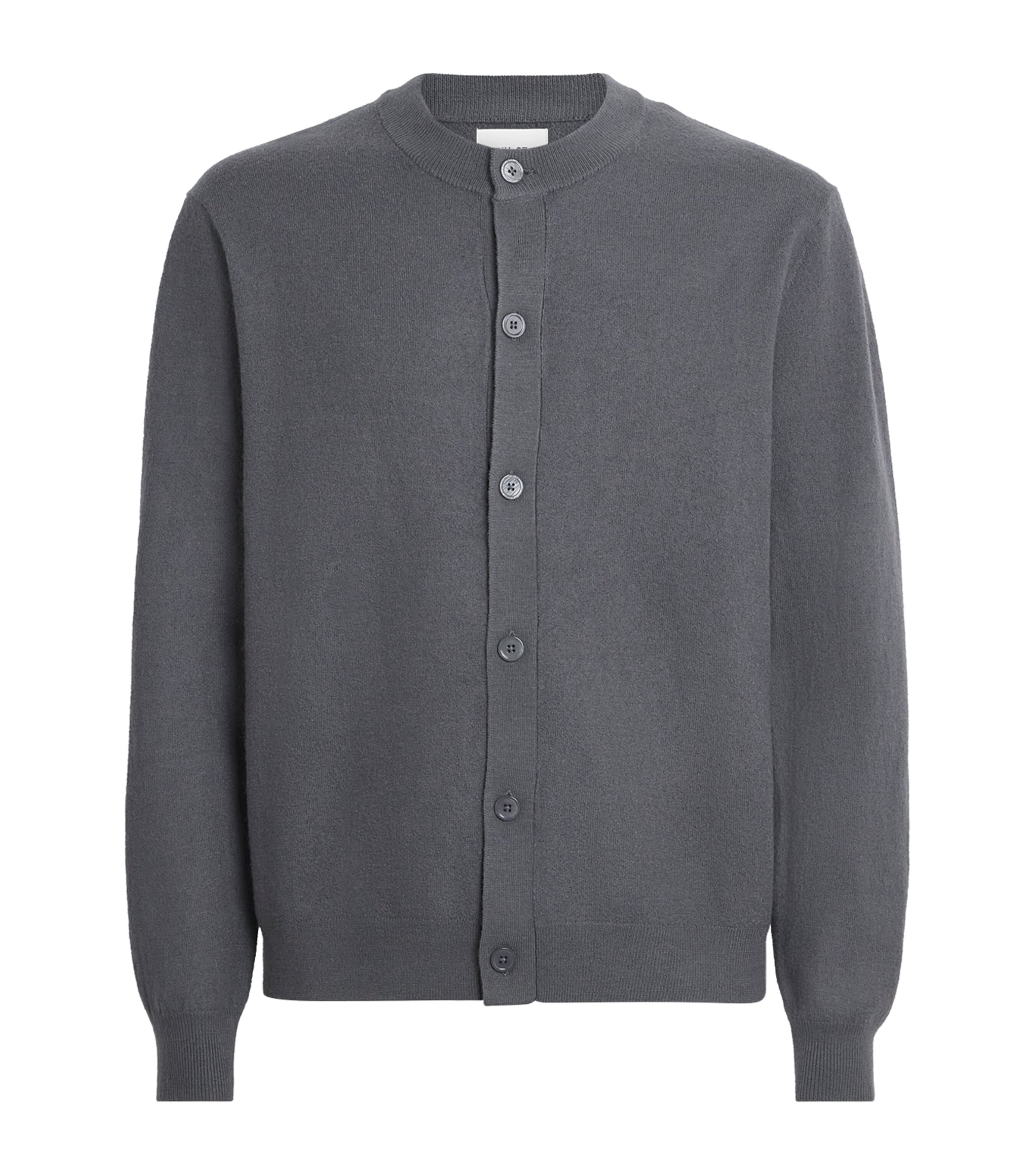 NN.07 Mens Wool Jasper Cardigan Charcoal Mist Image 1