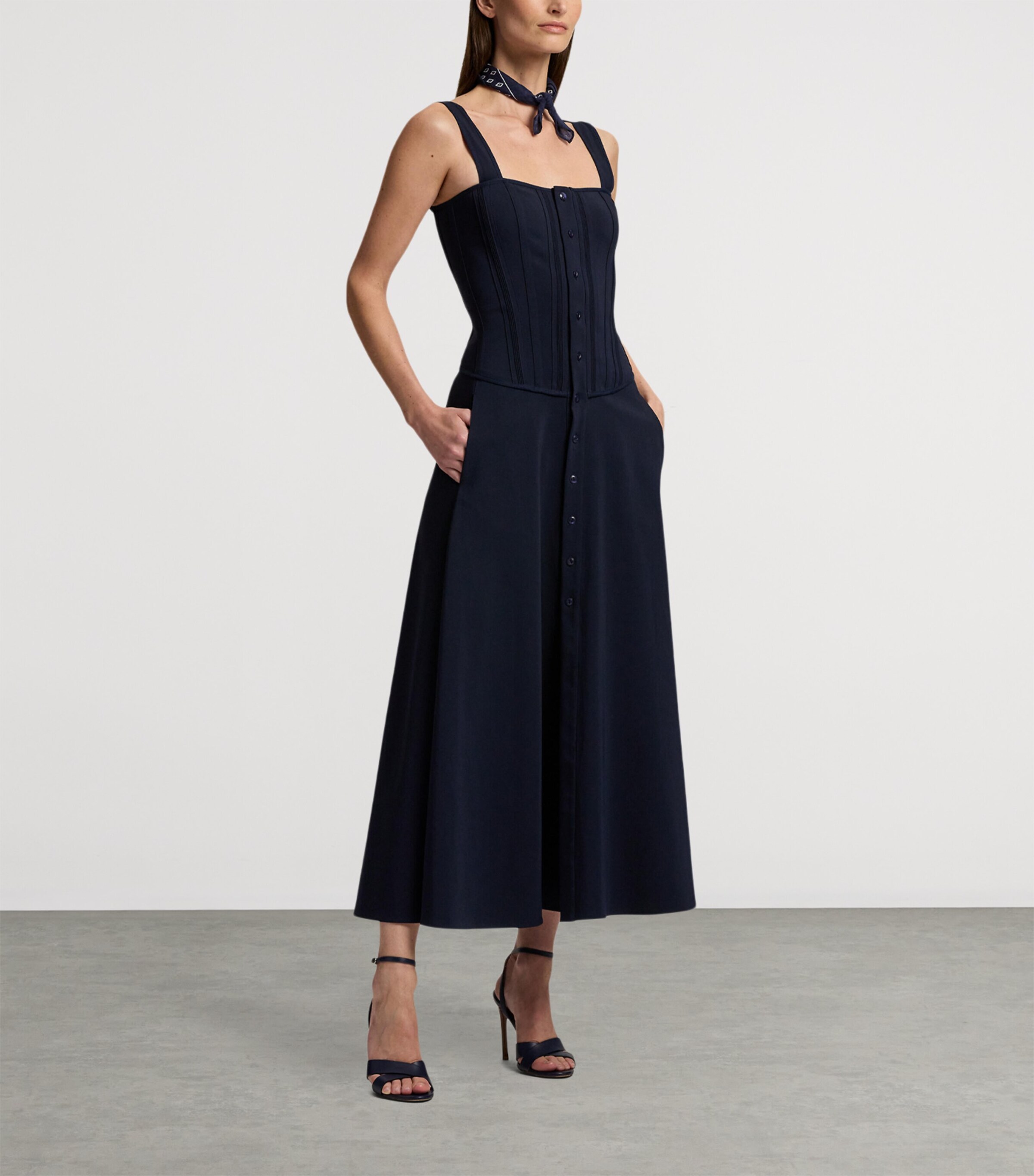 Ralph Lauren Collection Womens Sophee A-Line Midi Dress Navy Image 9